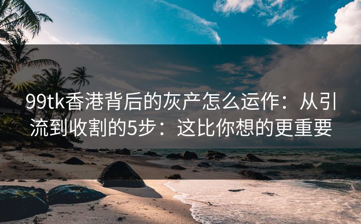 99tk香港背后的灰产怎么运作：从引流到收割的5步：这比你想的更重要