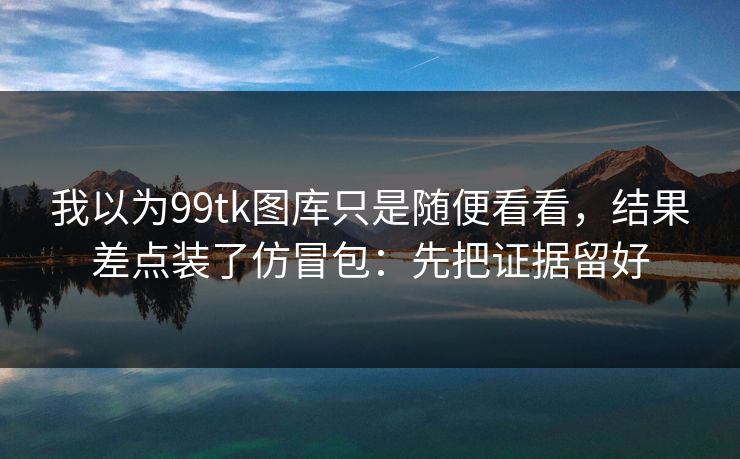 我以为99tk图库只是随便看看，结果差点装了仿冒包：先把证据留好